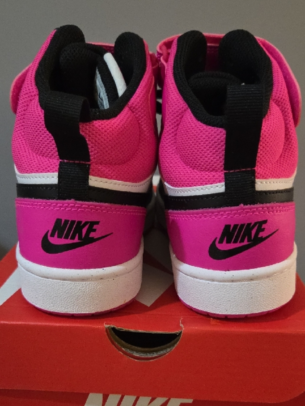 Nike Hot Pink Black White Mid/High-Top Sneakers - Picture 3 of 3